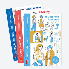 Deutsch lernen Magazine Drei Ausgaben übereinander gefächert von Deutschlernen Magazin.
